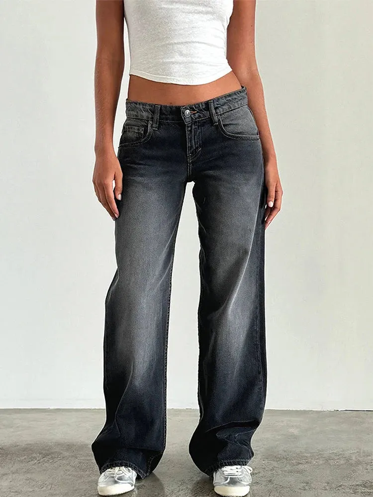 American Retro Wide-Leg Jeans for Women – Trendy Loose Fit, Vintage Style