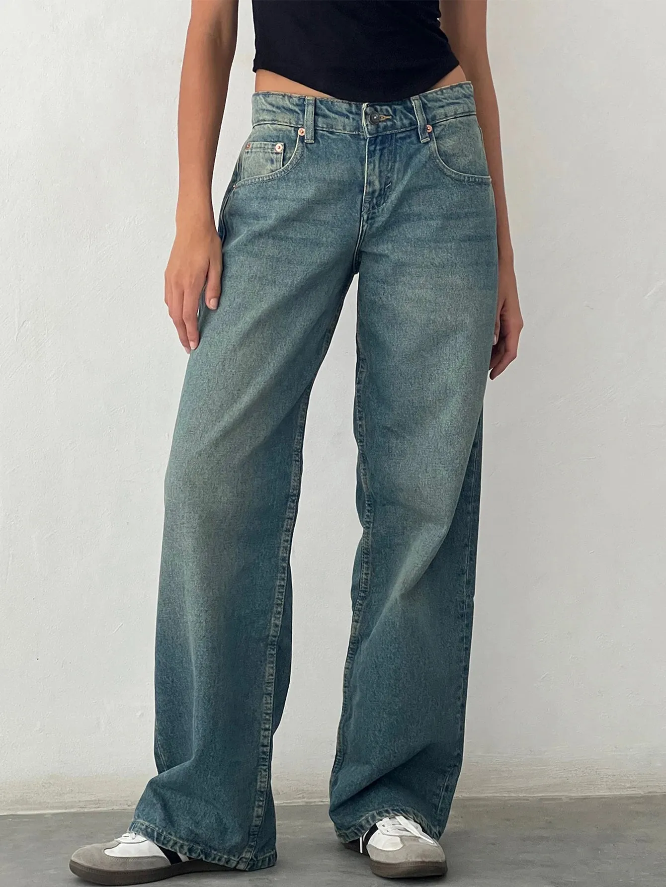 American Retro Wide-Leg Jeans for Women – Trendy Loose Fit, Vintage Style