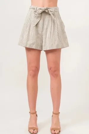 And The Why Linen Blend Striped Flowy Shorts