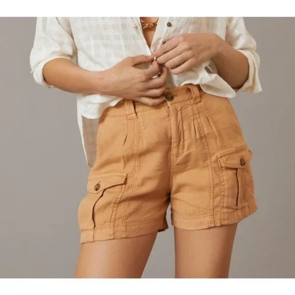 Anthropologie Cedar Linen Cargo Shorts NWT