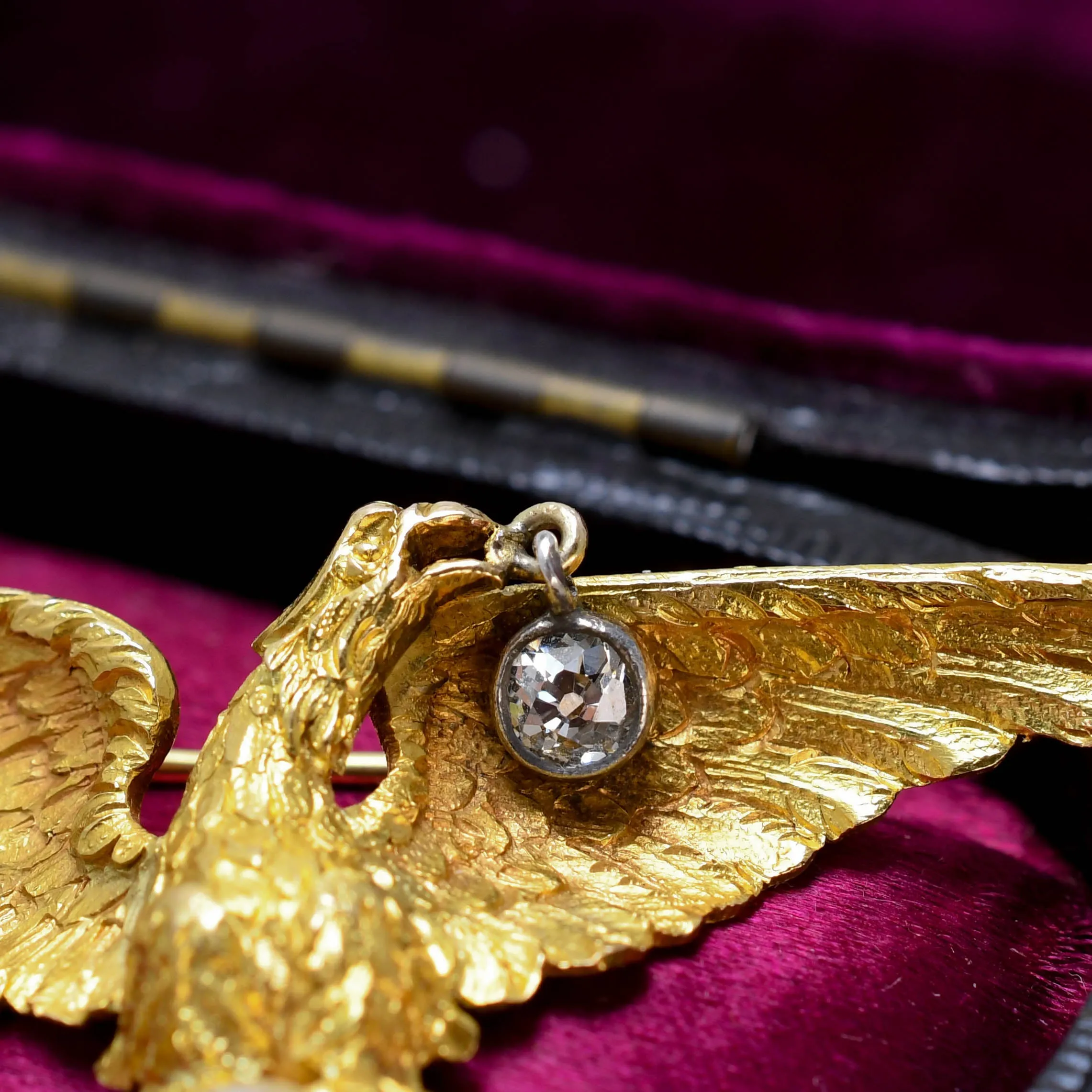 Antique French Diamond & Pearl Eagle Brooch