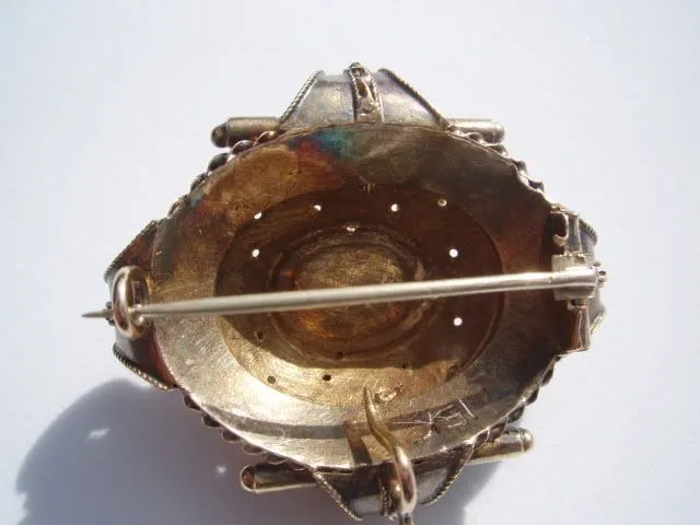 Antique Georgian English 15K Garnet Brooch