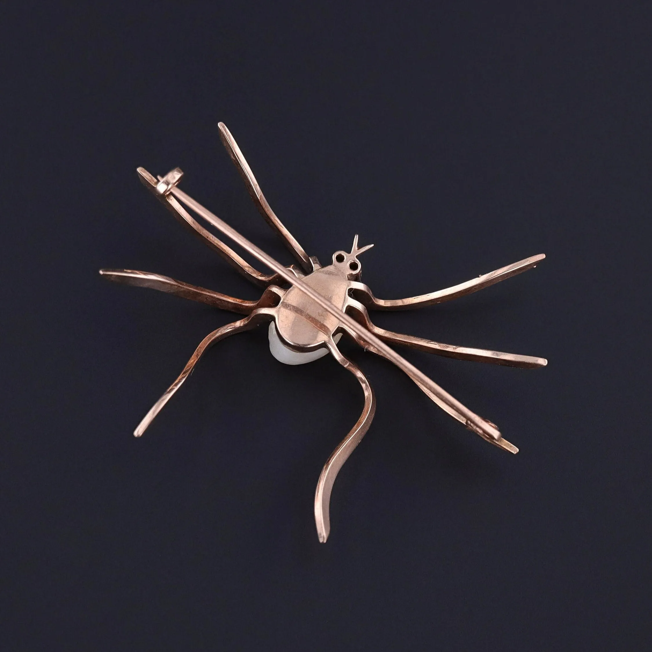 Antique Pearl Spider Brooch of 10k Gold