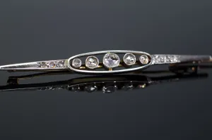 ANTIQUE ROSE CUT DIAMOND FRENCH YELLOW GOLD AND PLATINUM BROOCH
