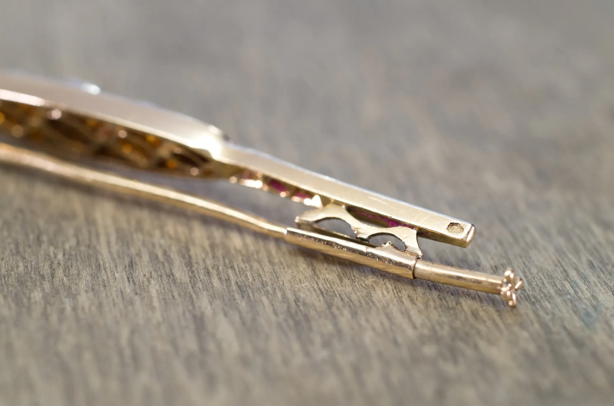 ANTIQUE ROSE CUT DIAMOND FRENCH YELLOW GOLD AND PLATINUM BROOCH