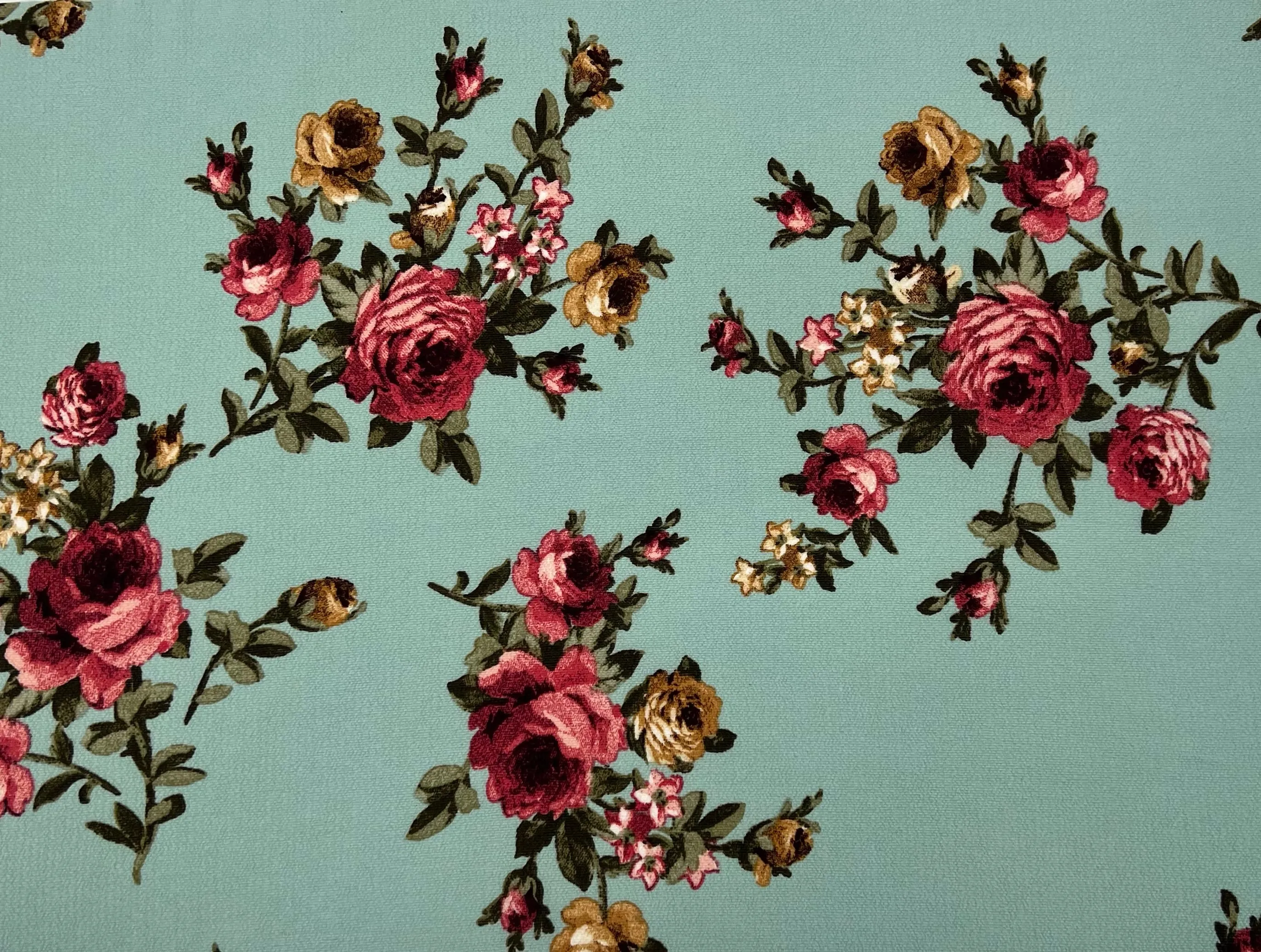 Aqua Floral Crepe