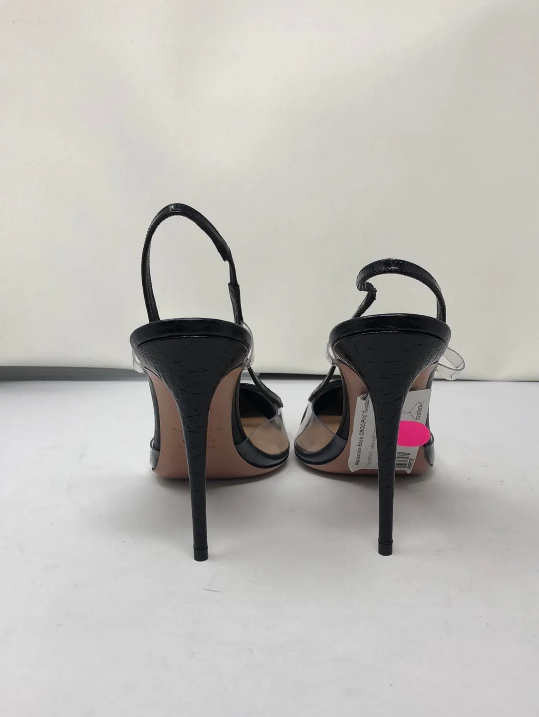 Aquazzura Black CROC/PVC Temptation Pump 105