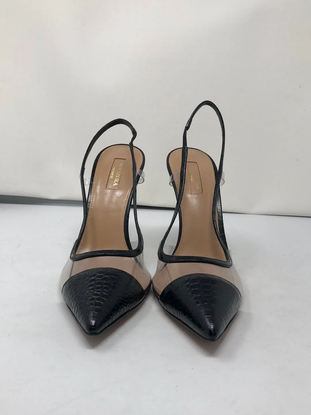 Aquazzura Black CROC/PVC Temptation Pump 105