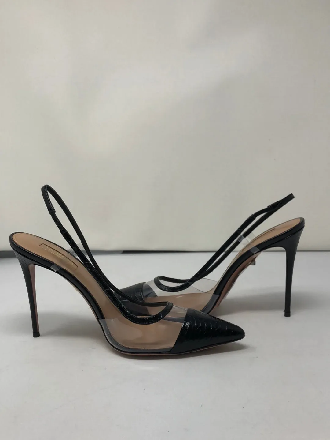 Aquazzura Black CROC/PVC Temptation Pump 105