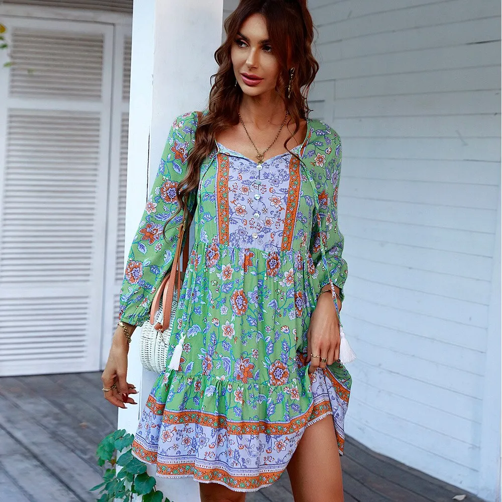 ARIANE Bohemian Casual Floral Dress