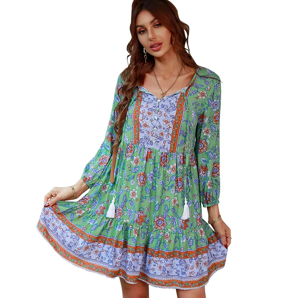 ARIANE Bohemian Casual Floral Dress