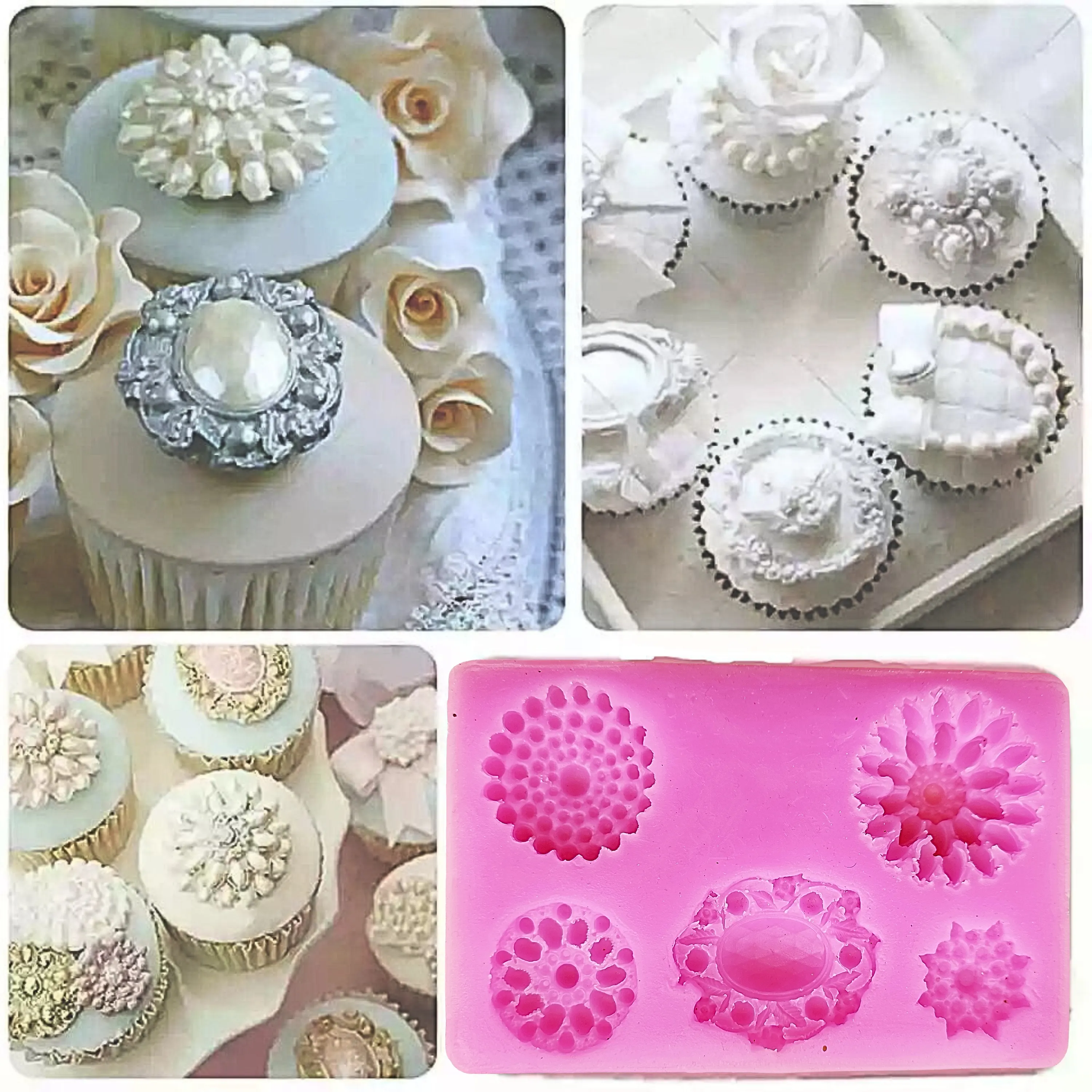ASSORTED PEARL BROOCHES MOULD 5PCS (PINK)