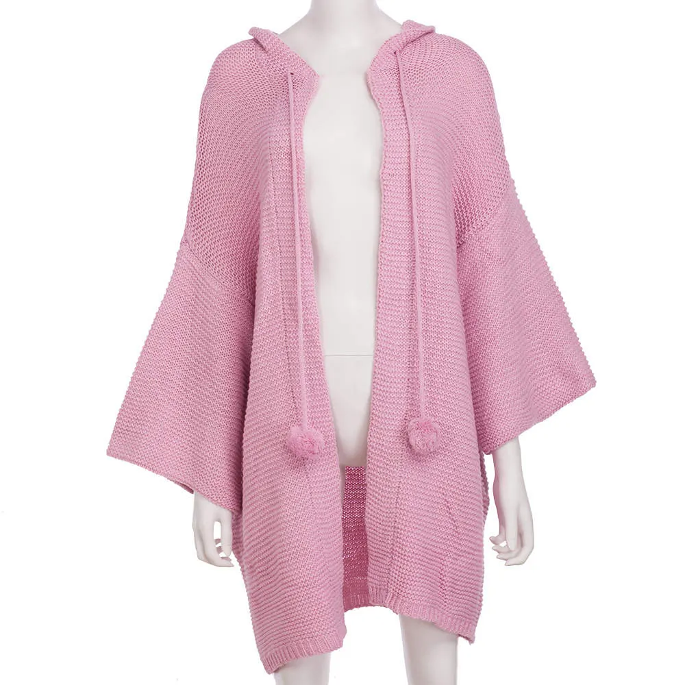 Autumn and Winter Women's Sweaters Three-color Long Hooded Lazy Wind Loose Sweater
