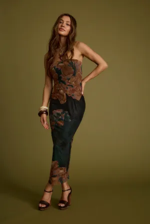 Avani Emerald Floral Strapless Maxi Dress