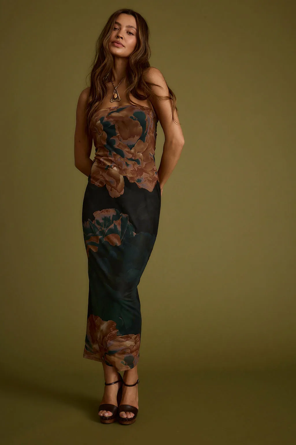 Avani Emerald Floral Strapless Maxi Dress