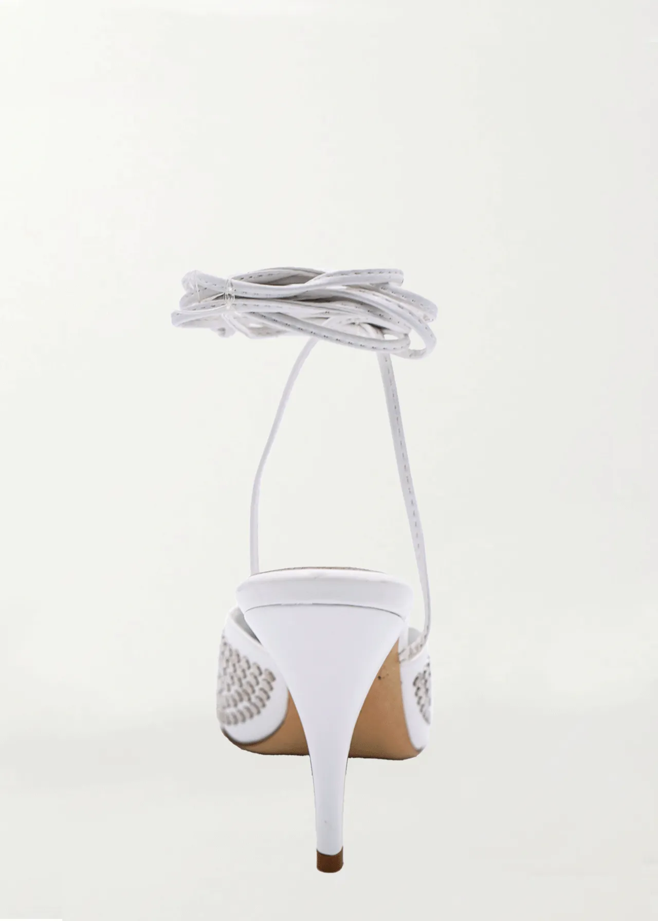 Axelle Studded Wrap Up Heel in White