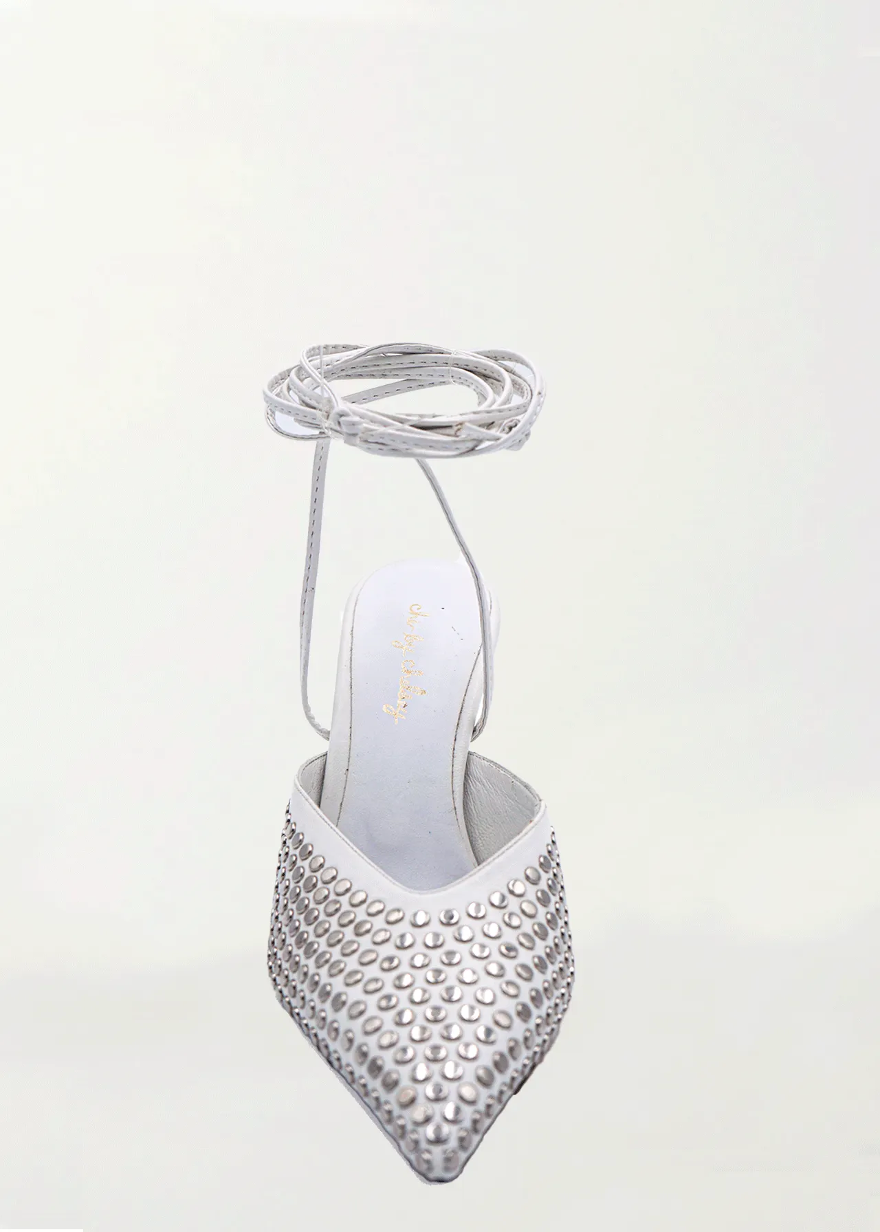 Axelle Studded Wrap Up Heel in White