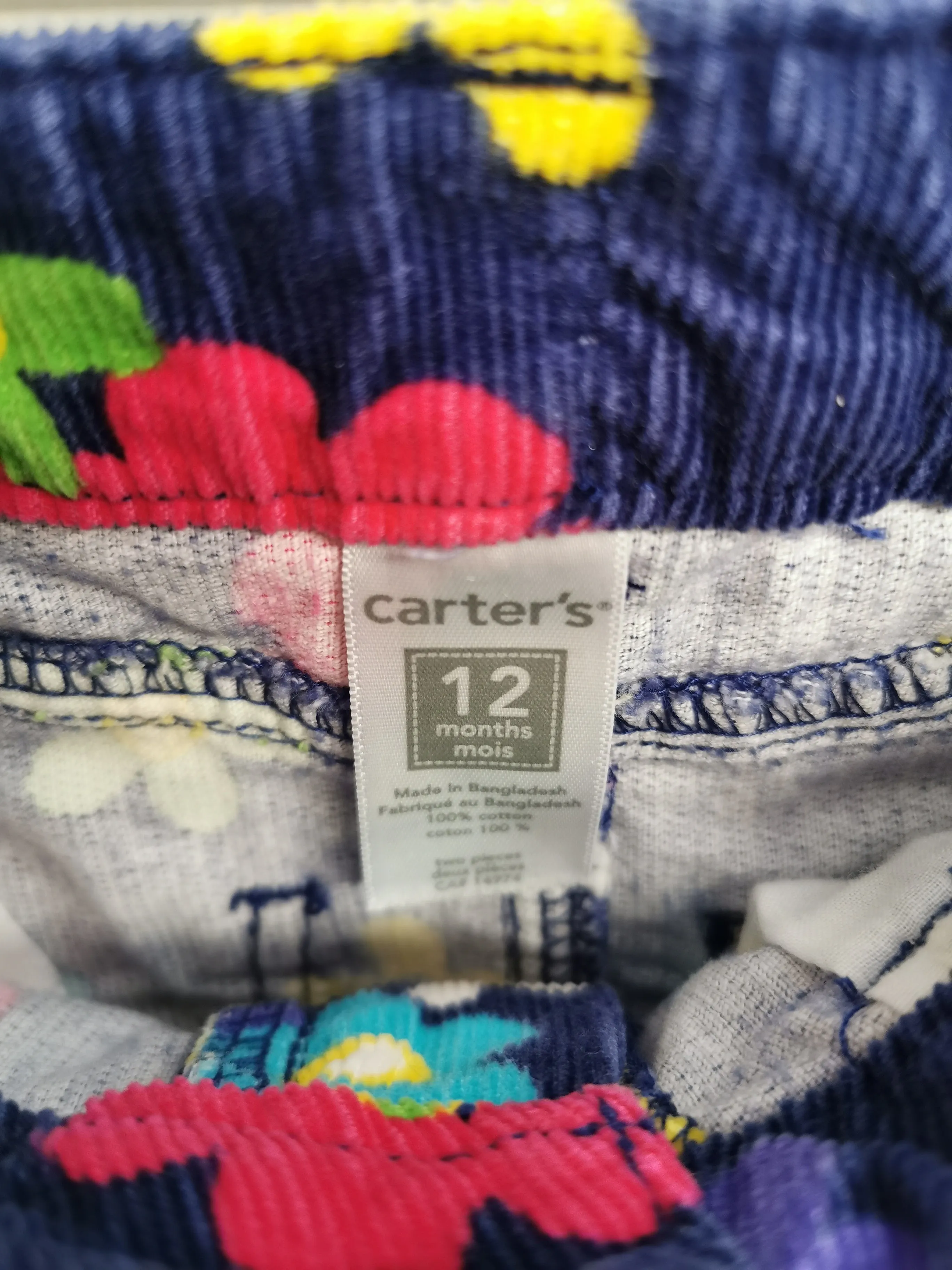 BABY GIRL SIZE 12 MONTHS - CARTER'S, Corduroy Flower Skirt EUC B51