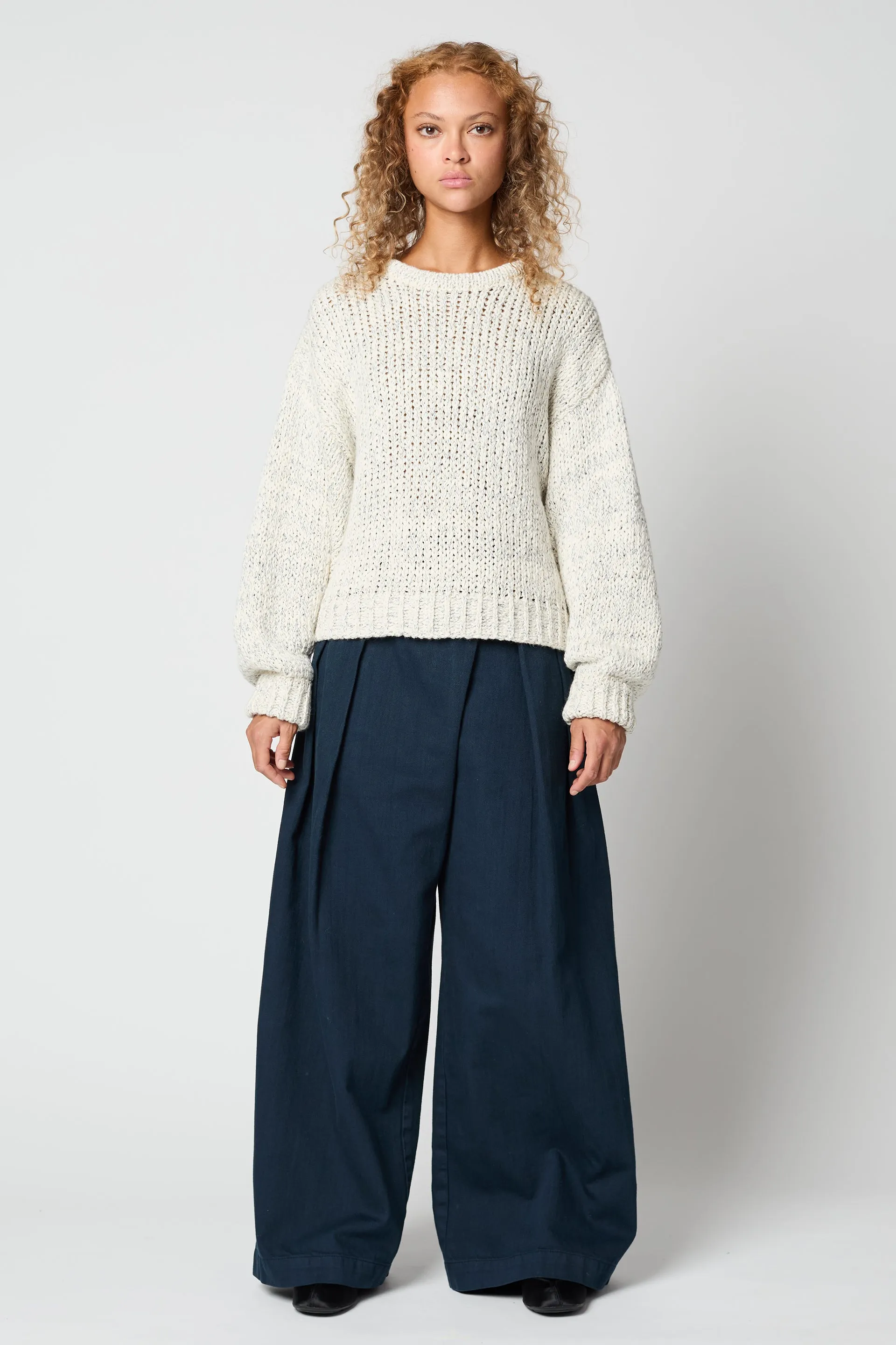 BALLOON SLEEVE IN TEXTURE LOOSE COTTON
