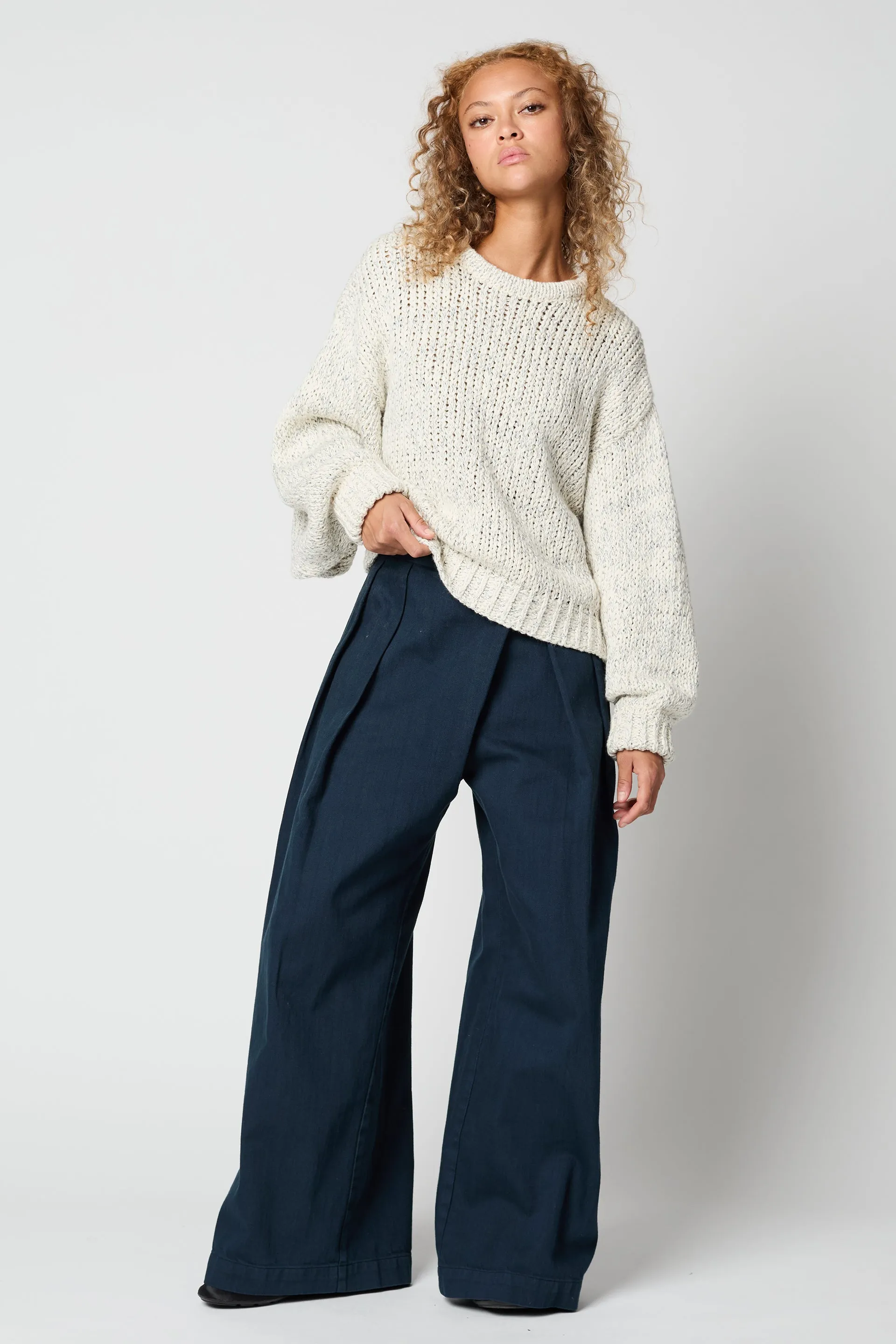 BALLOON SLEEVE IN TEXTURE LOOSE COTTON