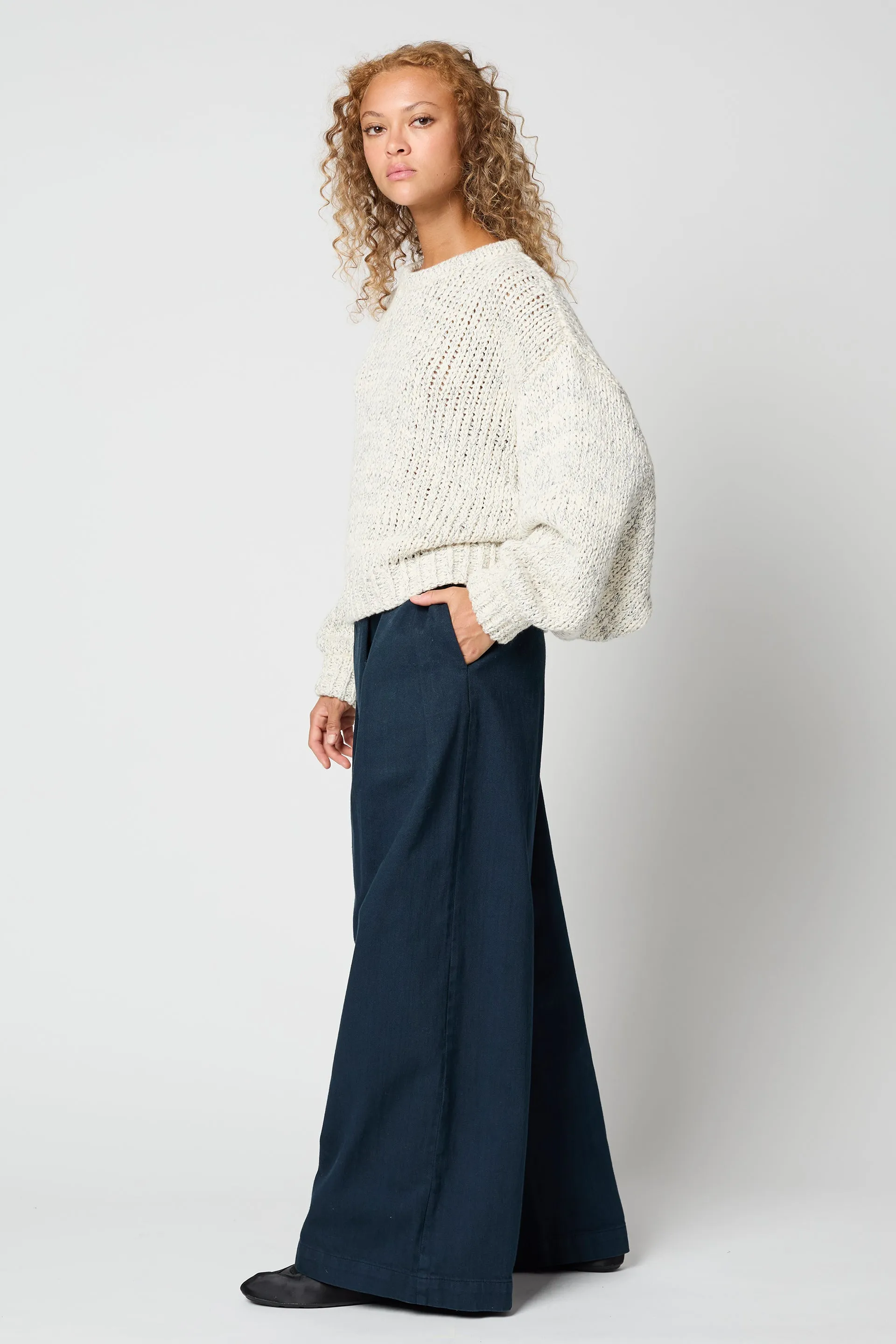 BALLOON SLEEVE IN TEXTURE LOOSE COTTON