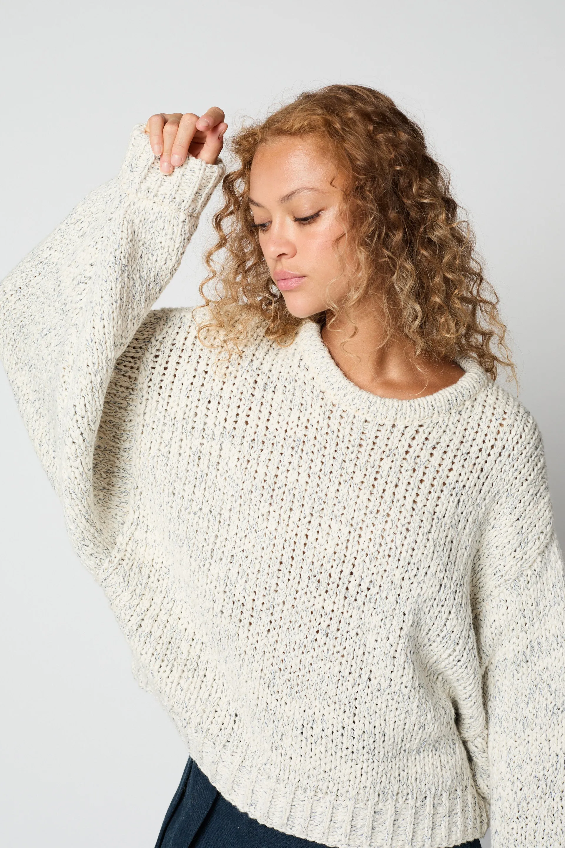 BALLOON SLEEVE IN TEXTURE LOOSE COTTON