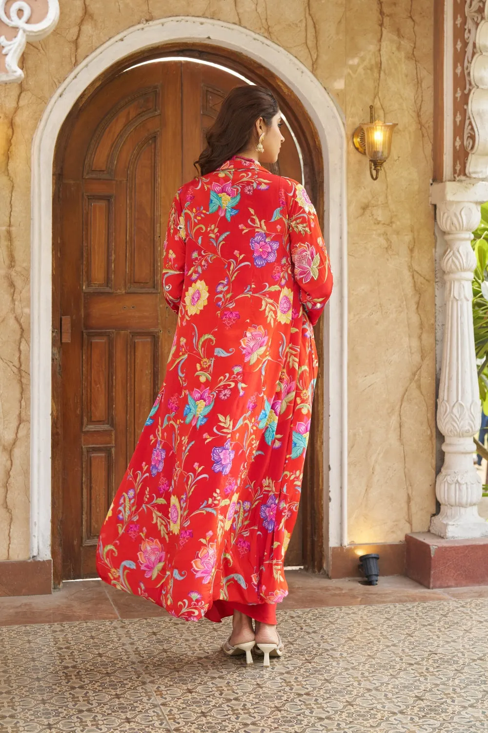 Bareen Burnt Orange Jacket W/Skirt Set