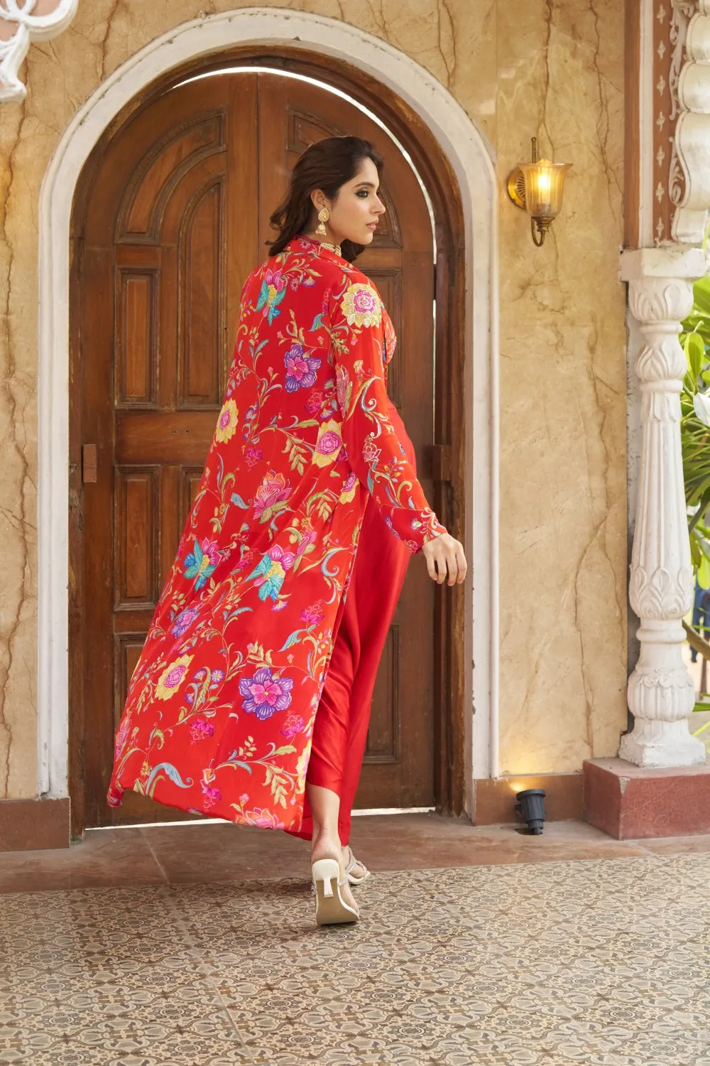 Bareen Burnt Orange Jacket W/Skirt Set