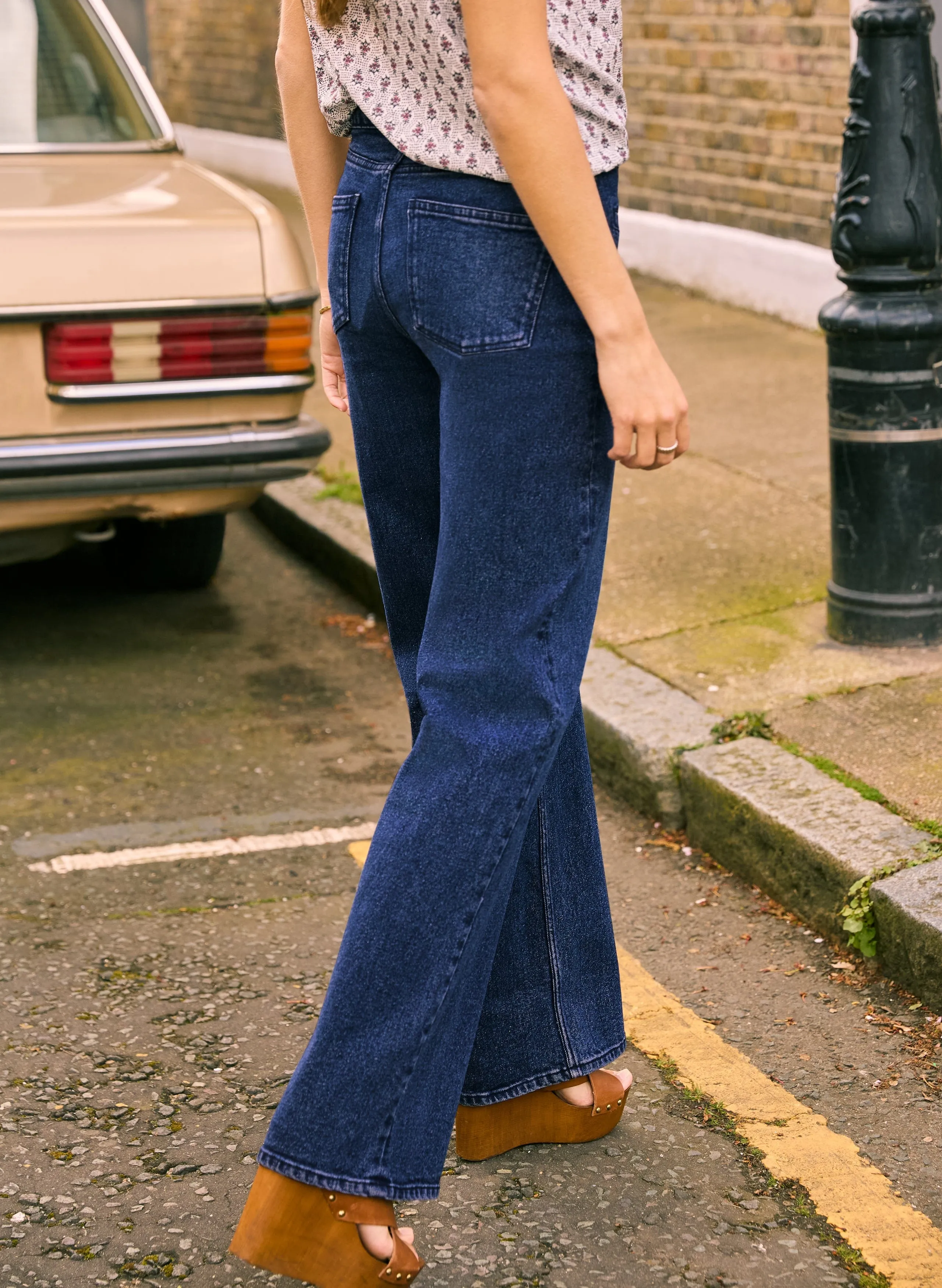 Baukjen Organic Cotton Pocket Wide Leg Jeans | Dark Indigo