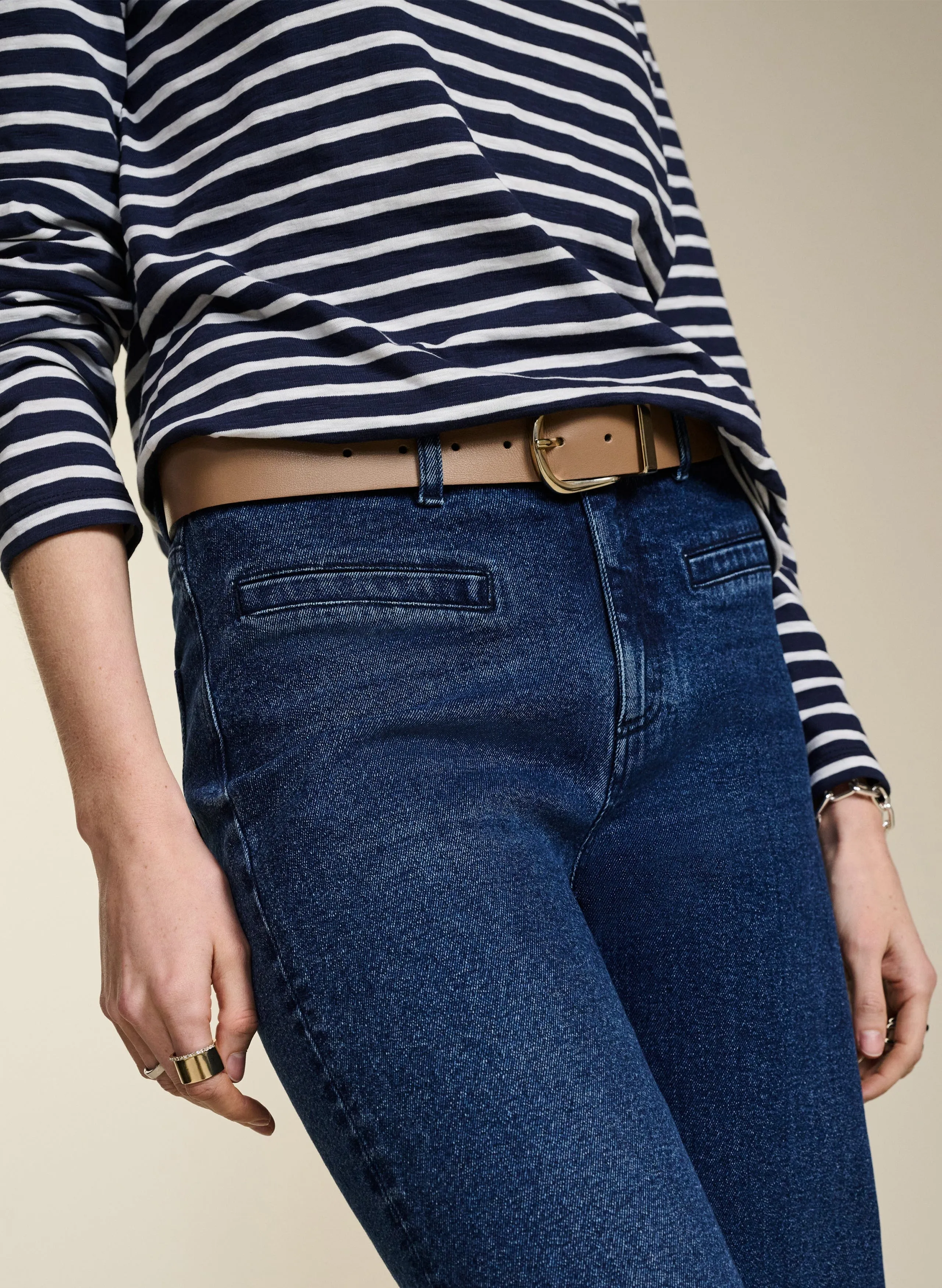 Baukjen Organic Cotton Pocket Wide Leg Jeans | Dark Indigo