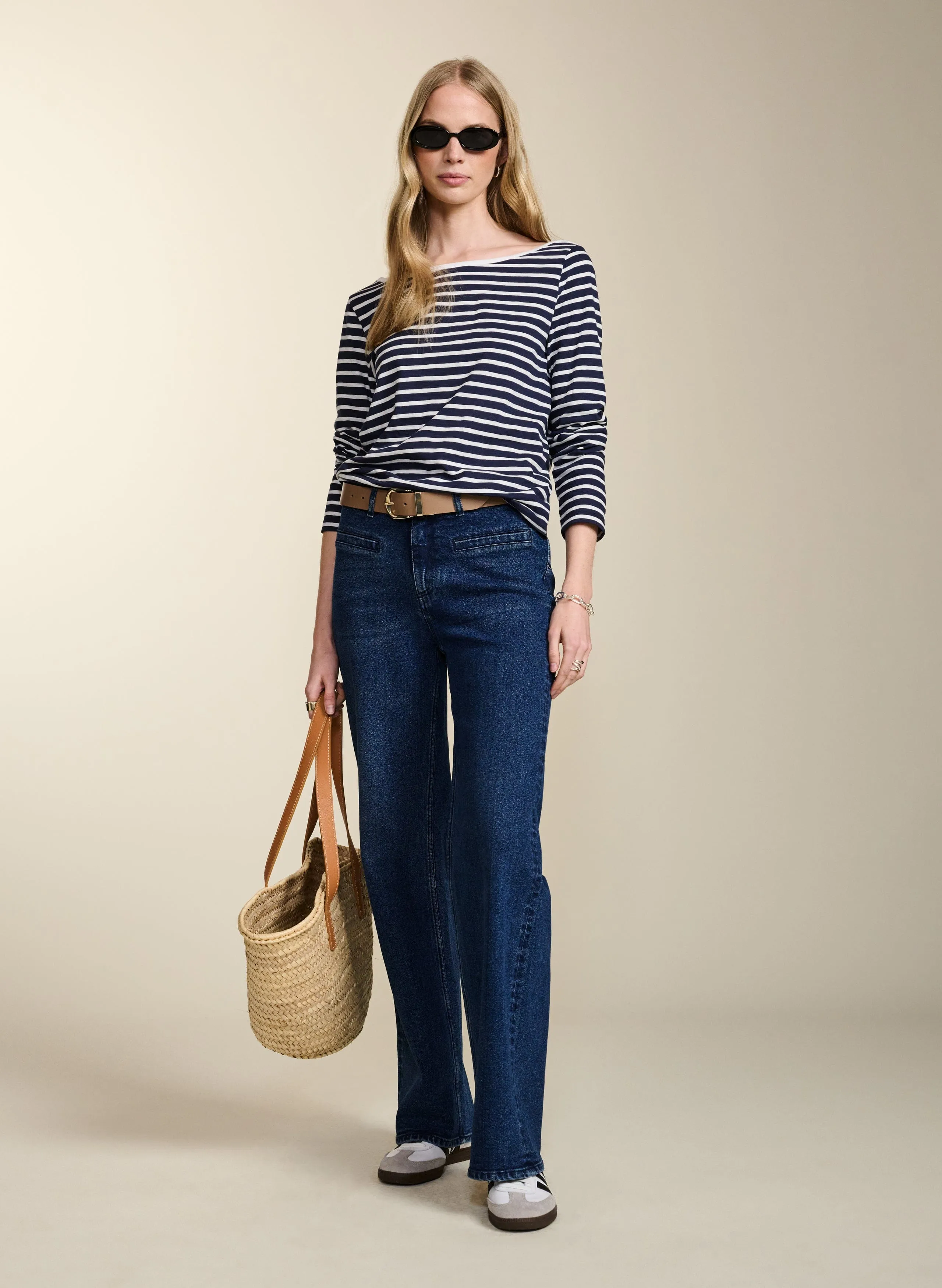 Baukjen Organic Cotton Pocket Wide Leg Jeans | Dark Indigo