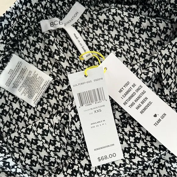BCBGeneration Black &amp; White Print Comb Shorts