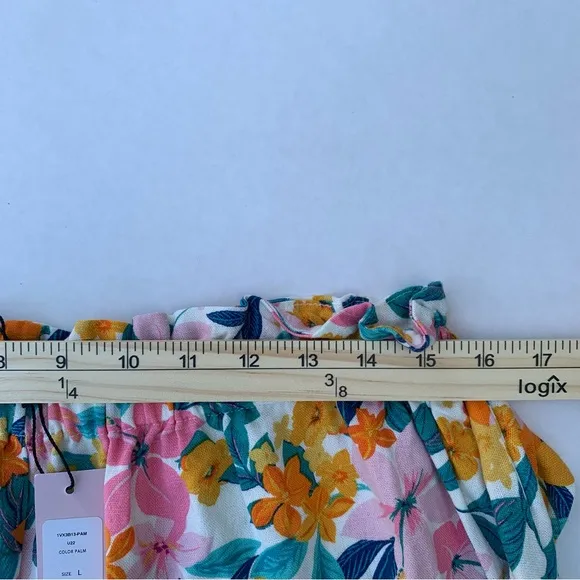 BCBGeneration Women’s Relaxed Elastic Tie waist Floral Short Size L wide Leg