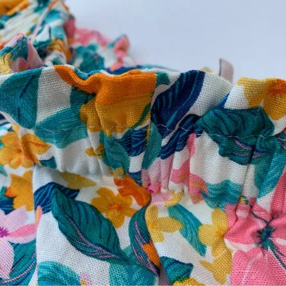 BCBGeneration Women’s Relaxed Elastic Tie waist Floral Short Size L wide Leg