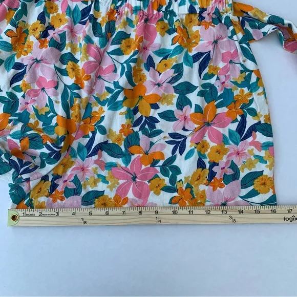 BCBGeneration Women’s Relaxed Elastic Tie waist Floral Short Size L wide Leg