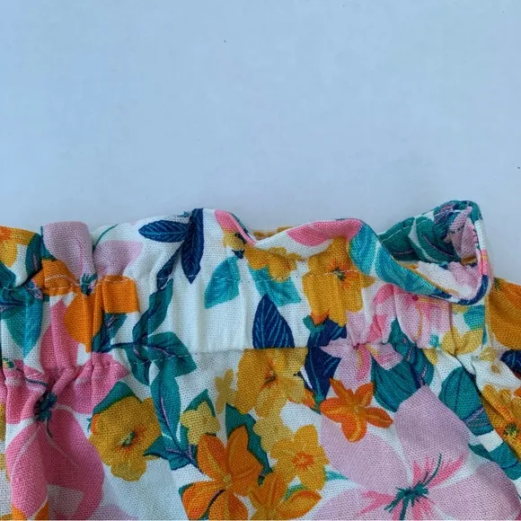 BCBGeneration Women’s Relaxed Elastic Tie waist Floral Short Size L wide Leg