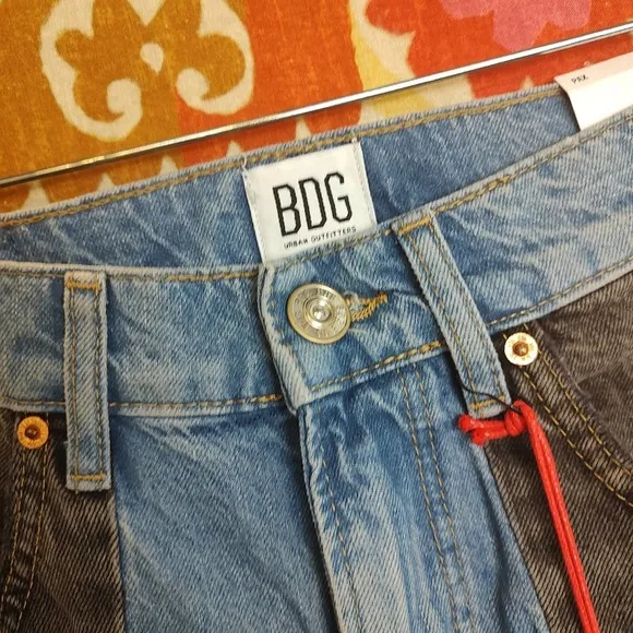 BDG Pax High Rise Denim Shorts Color Block Urban Outfitters Size 29