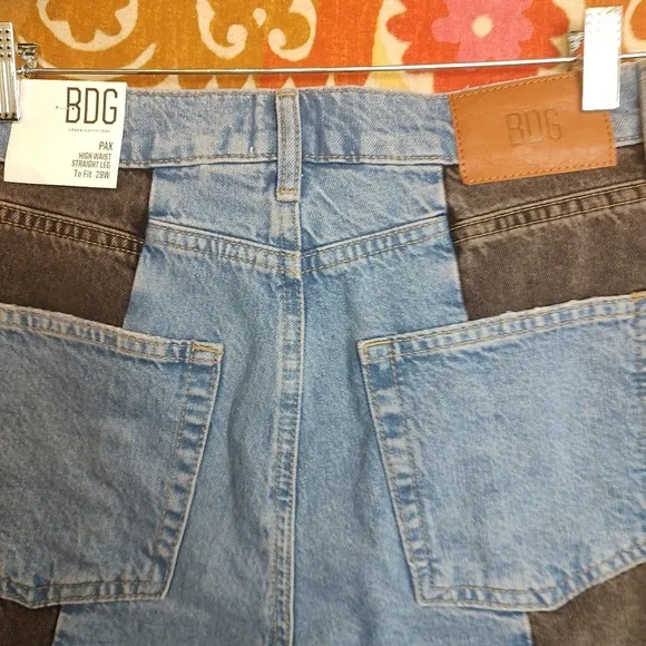 BDG Pax High Rise Denim Shorts Color Block Urban Outfitters Size 29
