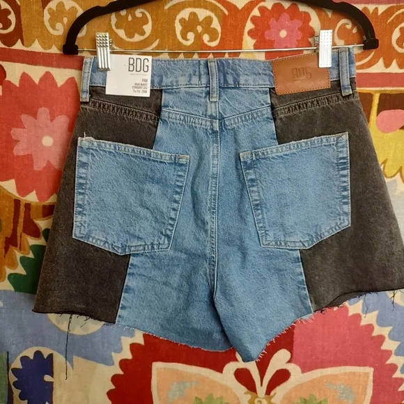 BDG Pax High Rise Denim Shorts Color Block Urban Outfitters Size 29