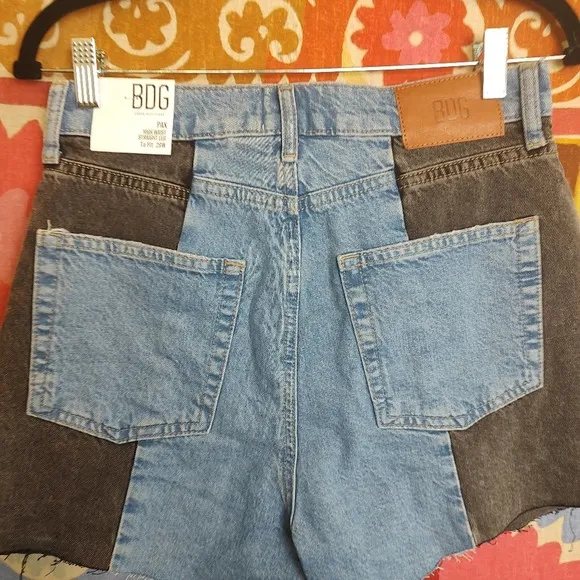 BDG Pax High Rise Denim Shorts Color Block Urban Outfitters Size 29
