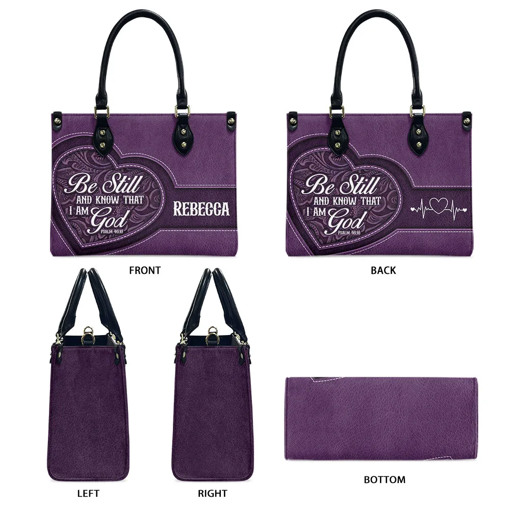 Be Still And Know Purple Leather Bag