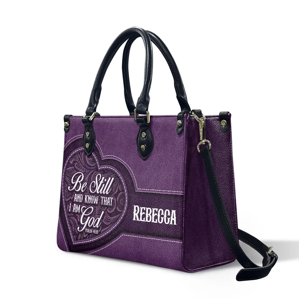 Be Still And Know Purple Leather Bag
