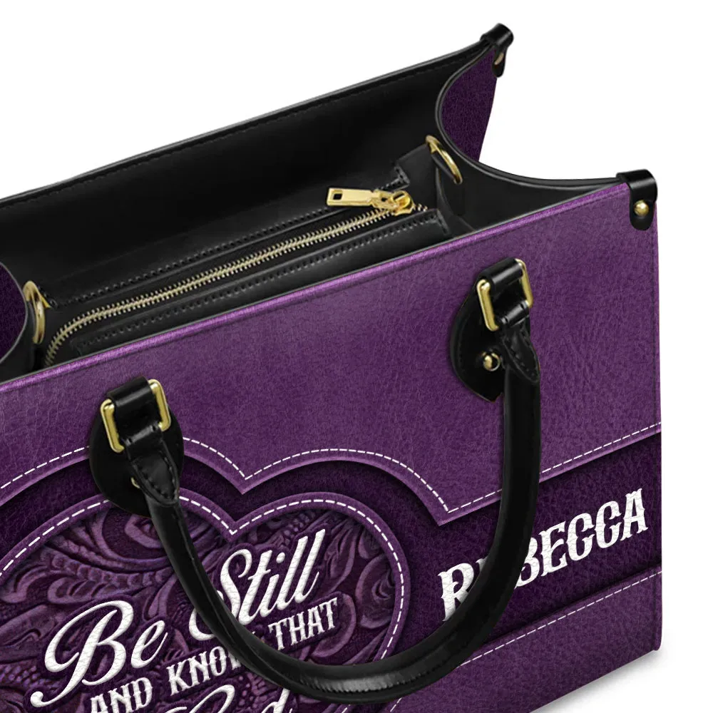 Be Still And Know Purple Leather Bag