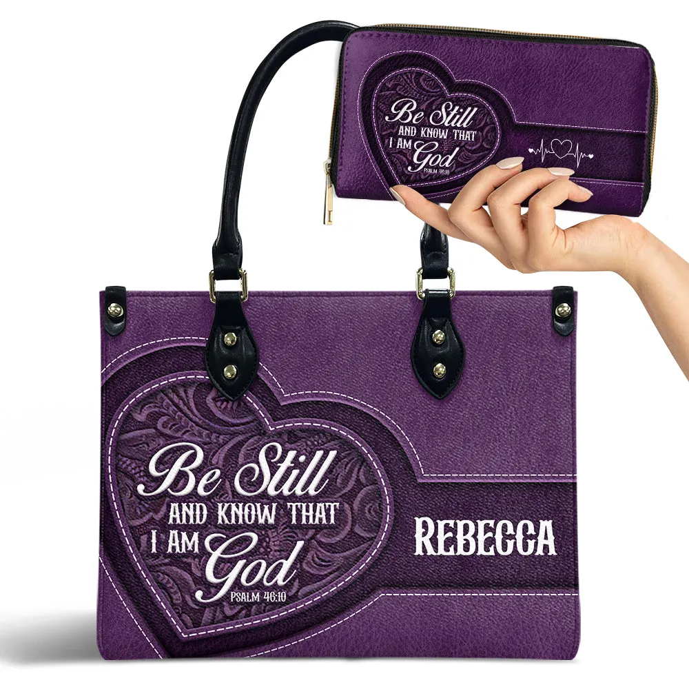 Be Still And Know Purple Leather Bag