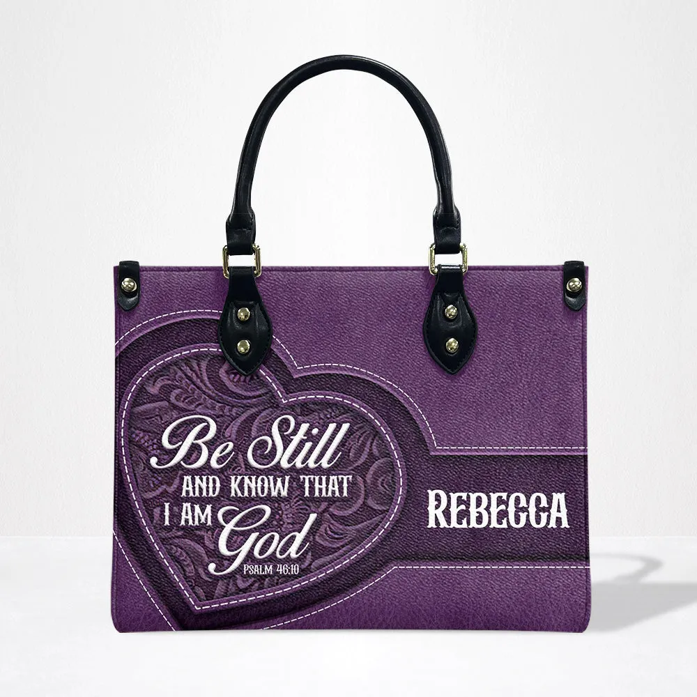 Be Still And Know Purple Leather Bag