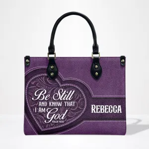 Be Still And Know Purple Leather Bag