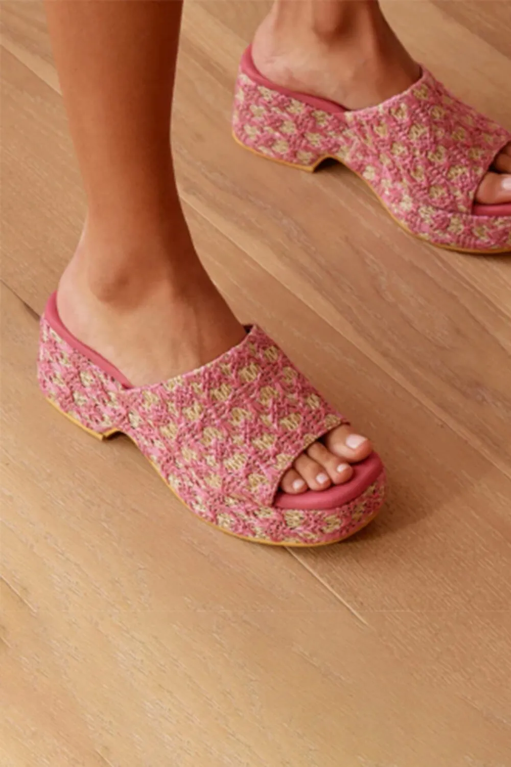 Beach by Matisse Cruz Jute Platform Heels for Women in Hot Pink | CRUZ-HOT PINK MULTI