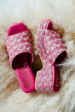 Beach by Matisse Cruz Jute Platform Heels for Women in Hot Pink | CRUZ-HOT PINK MULTI