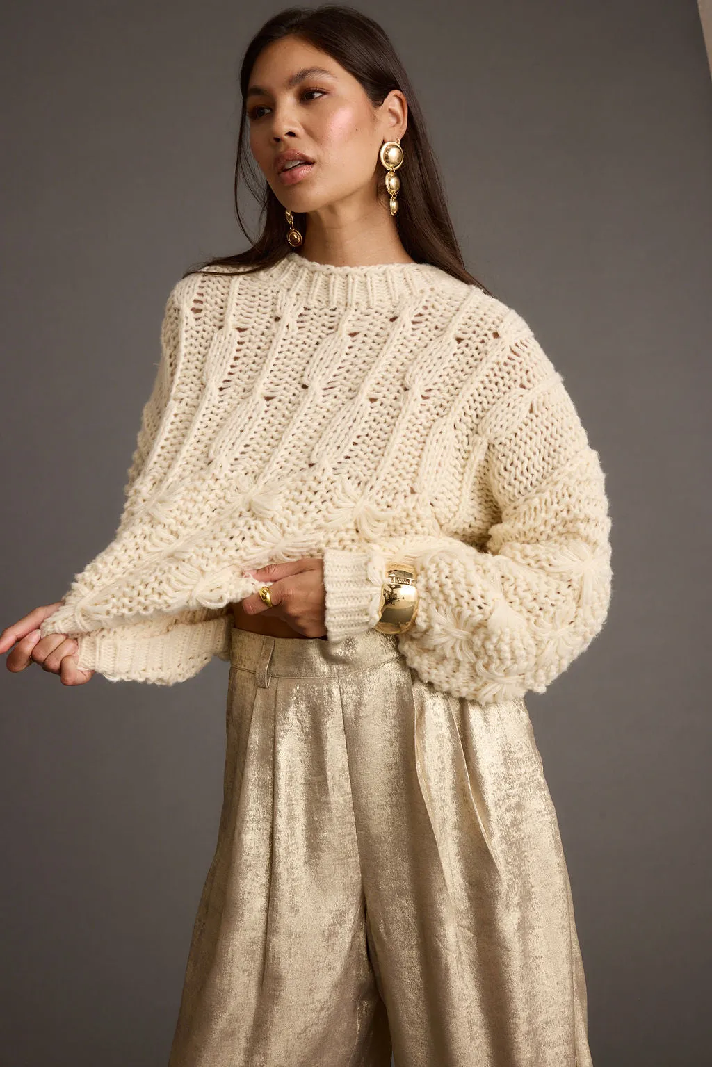 Bethany Cream Cable Knit Sweater