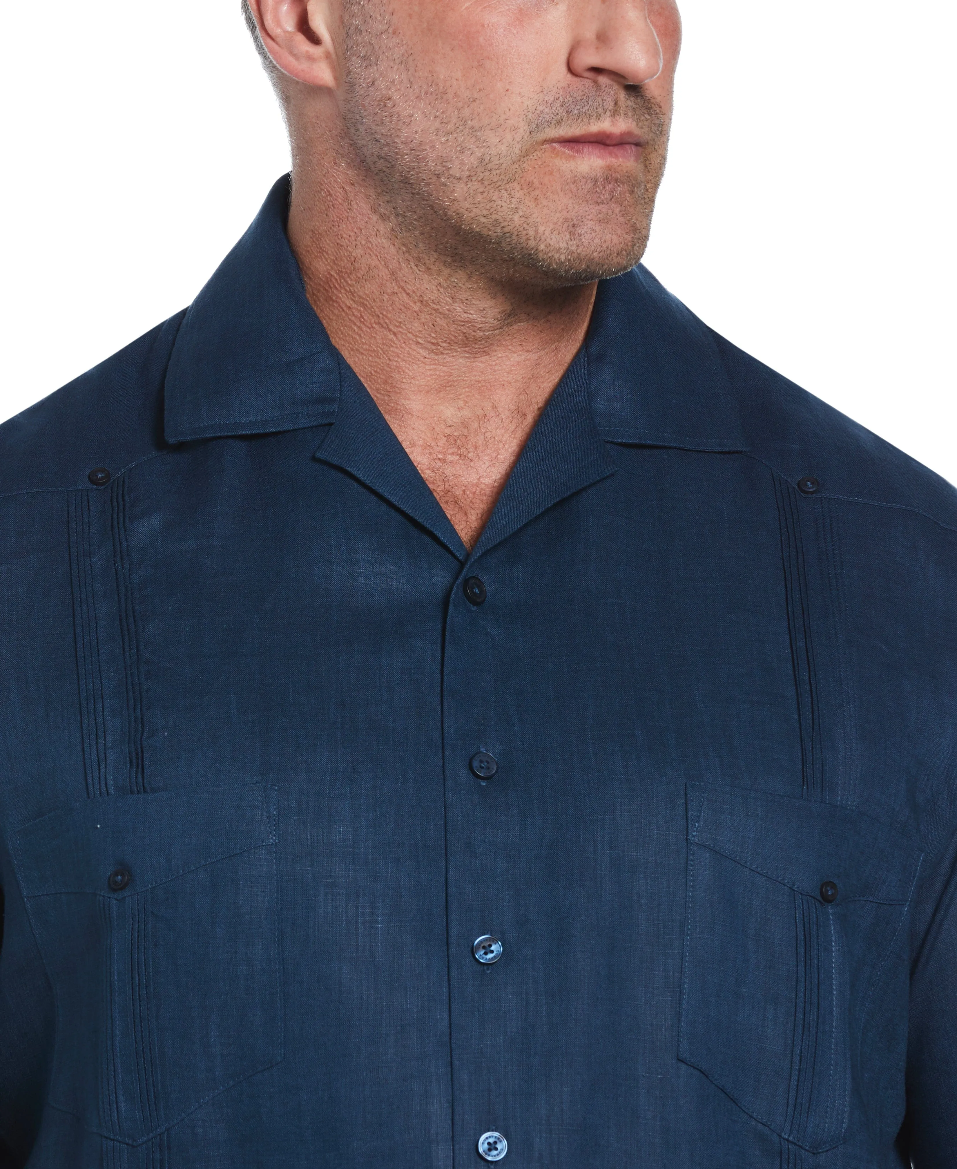 Big & Tall 100% Linen Classic Guayabera Shirt - Short Sleeve
